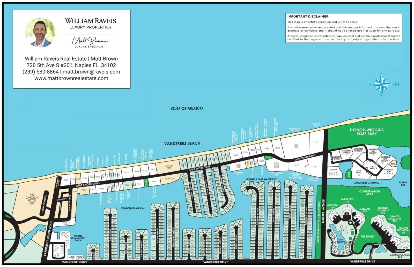 Sitemap of Vanderbilt Beach Condos for sale in Naples, Florida