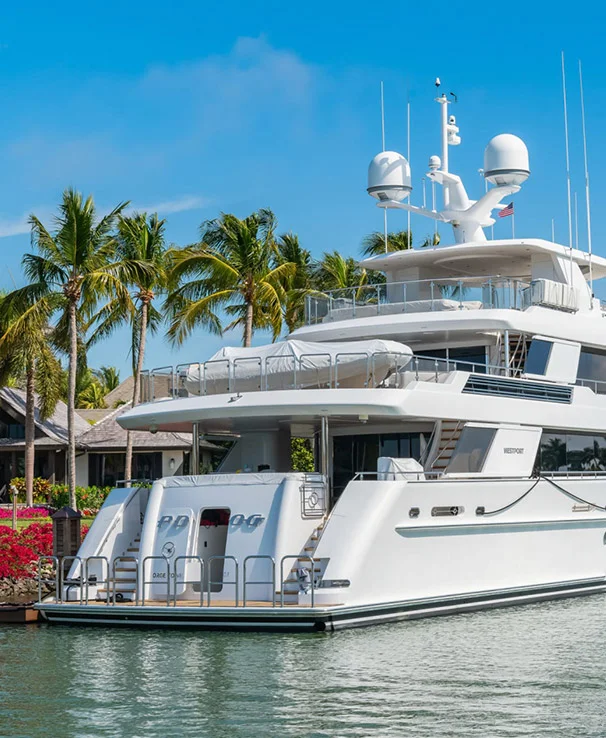 Yacht Docked at Luxury Homes for Sale in Naples, Florida 