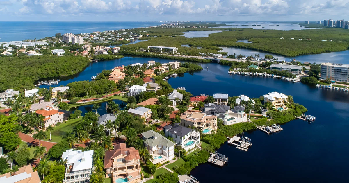 Bonita Springs Barefoot Beach Homes Aerial Bonita Springs, Florida Waterways
