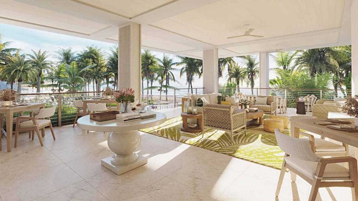 Naples Beach Club interiors - outdoor living room