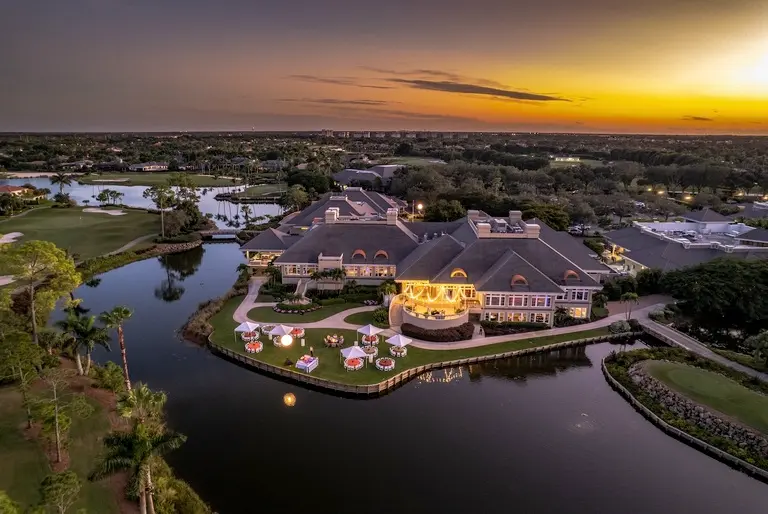 Grey Oaks Clubhouse Aerial at Night, Naples, FL