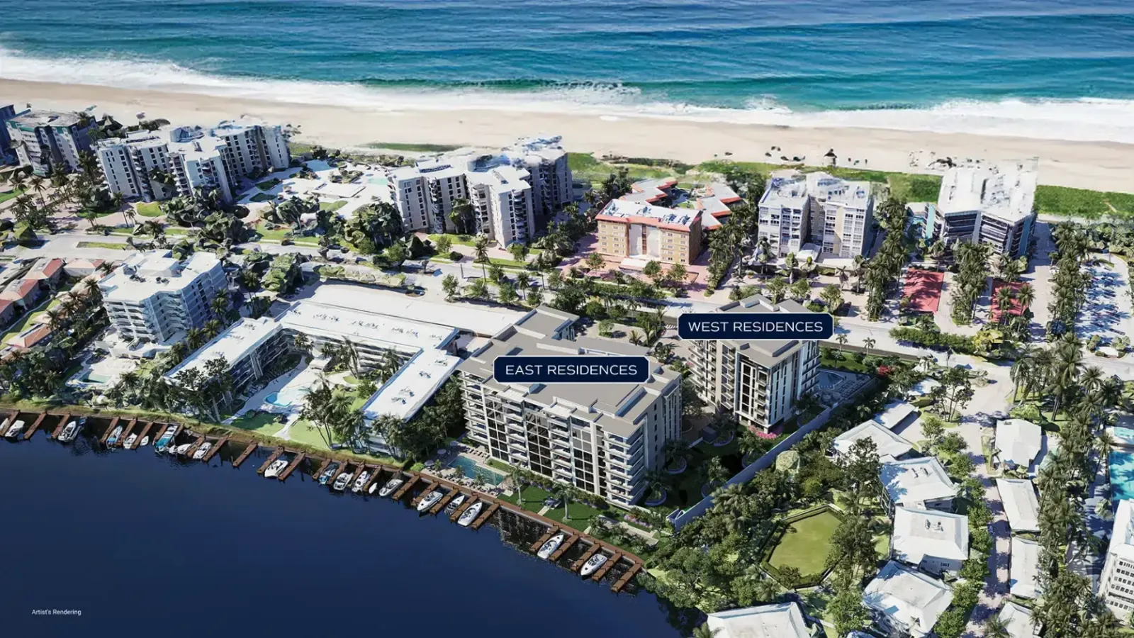 3300 Gulf Shore Blvd residence floor plan overview, Naples FL, ranging from 2,000 to over 7,500 square feet across two towers