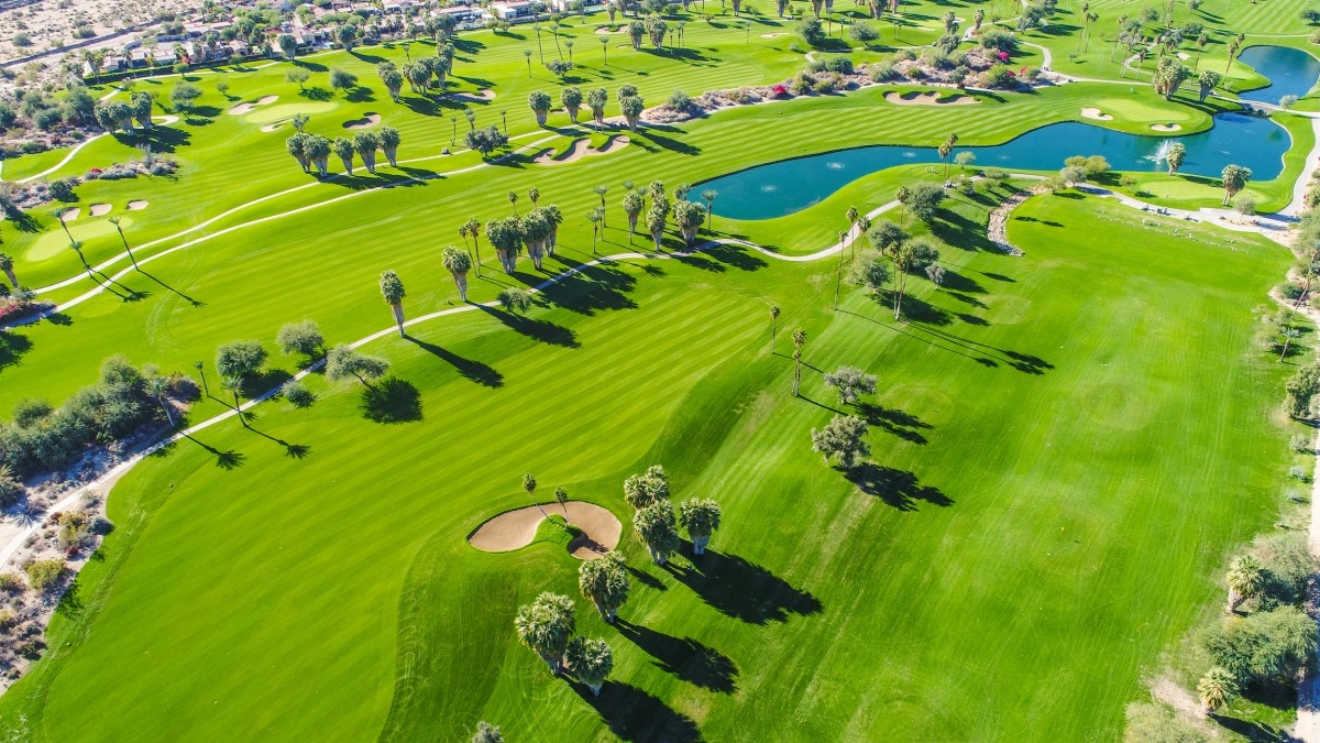 Championship golf course in Naples Florida at dusk