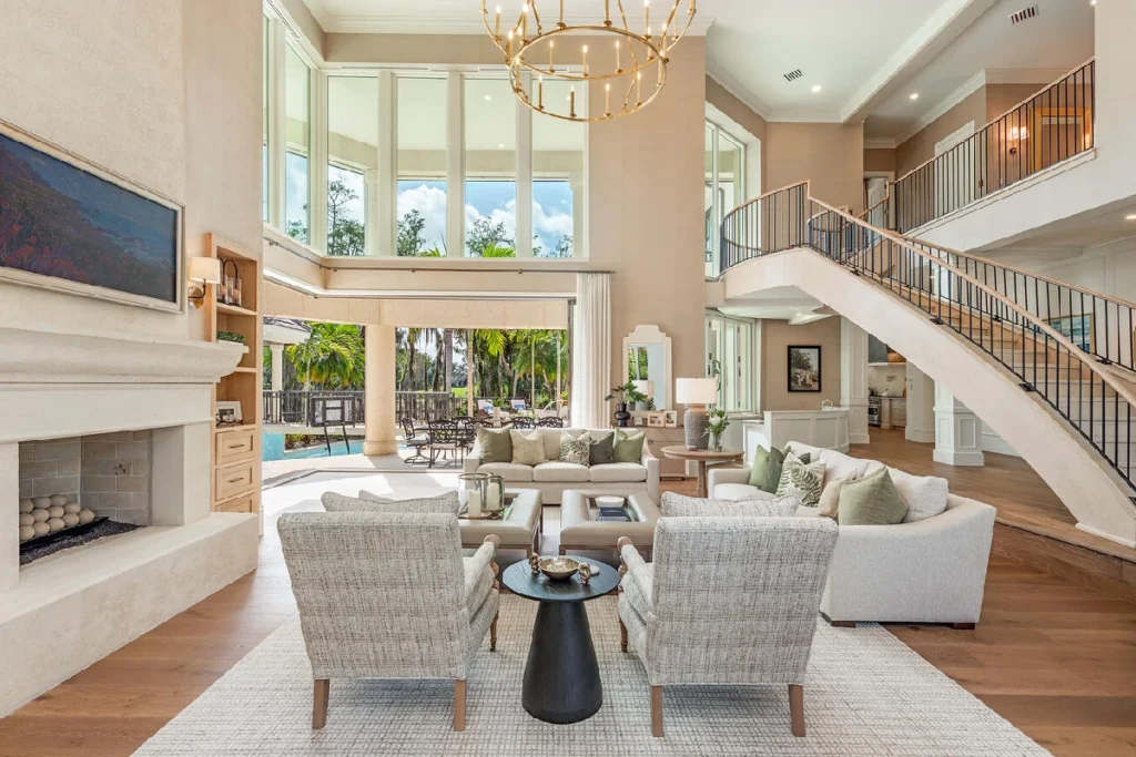 4300 Brynwood DR, Naples 4300 Brynwood Drive main living room 24-foot ceilings Quail West Naples FL Matt Brown Real Estate Quail West Naples FL Matt Brown Real Estate