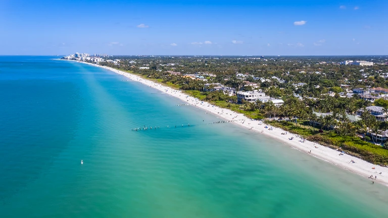 Coquina Sands and Gulf Shore Blvd Homes aerial view, Naples FL