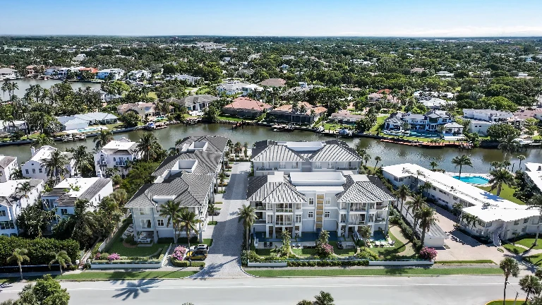 Harbour House Naples exterior rendering showing coastal modern architecture on Gulf Shore Boulevard