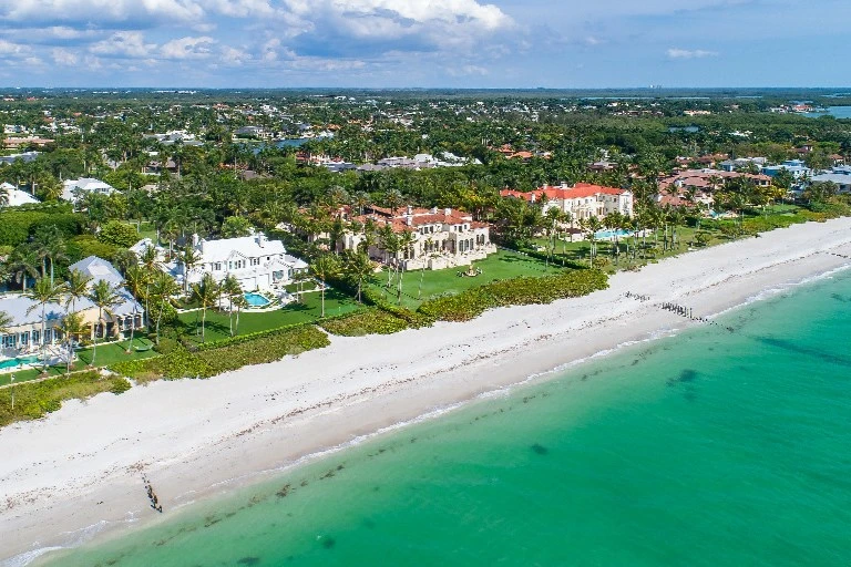 Port Royal Naples aerial photograph - beachfront luxury estate homes on the Gulf of Mexico in Port Royal Naples Florida
