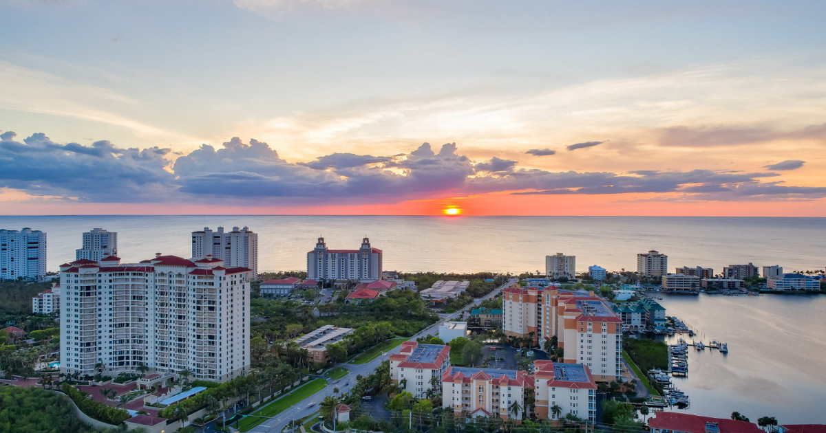 vanderbilt beach aerial sunset naples